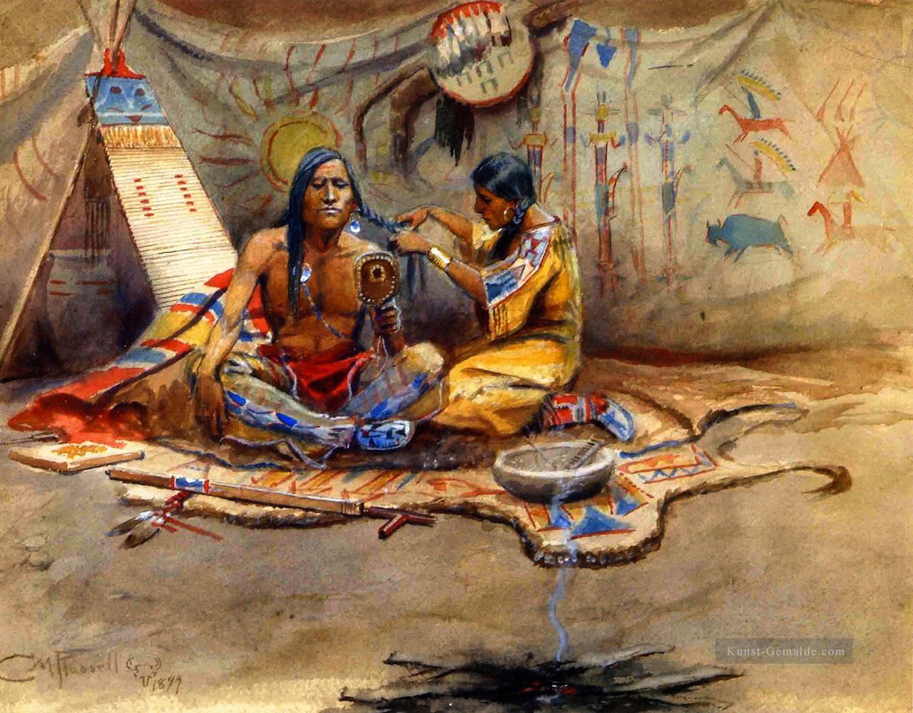 indische Schönheitssalon 1899 Charles Marion Russell Ölgemälde